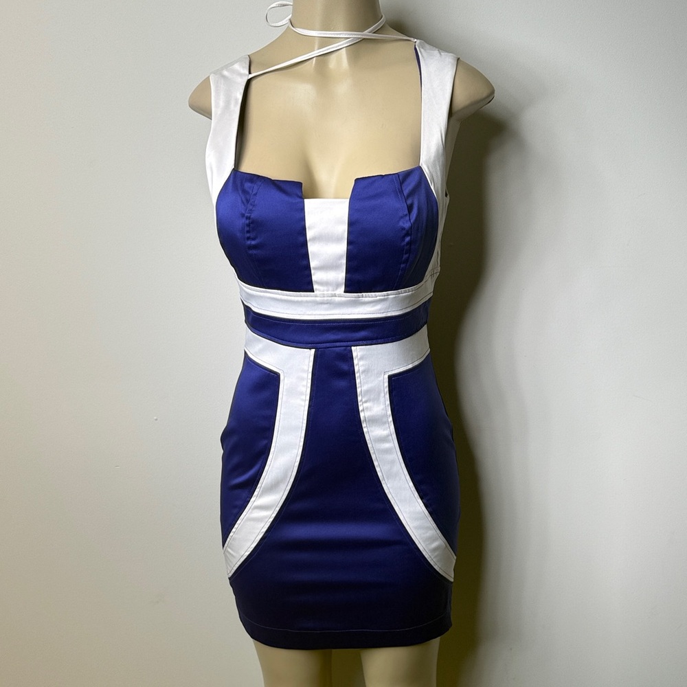 Royal Blue and White Panel Mini Dress